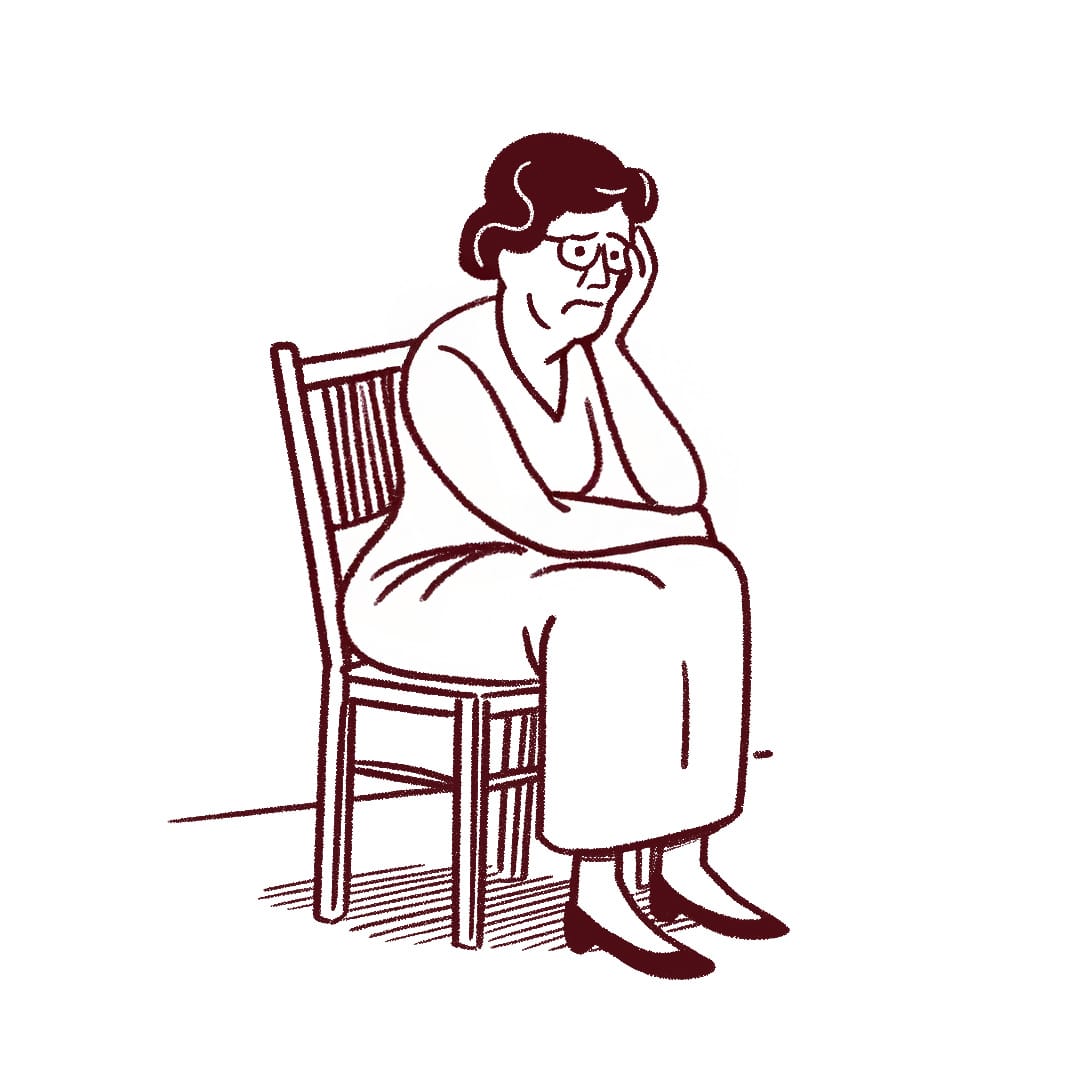 art, person, drawing, chair, furniture, face, head